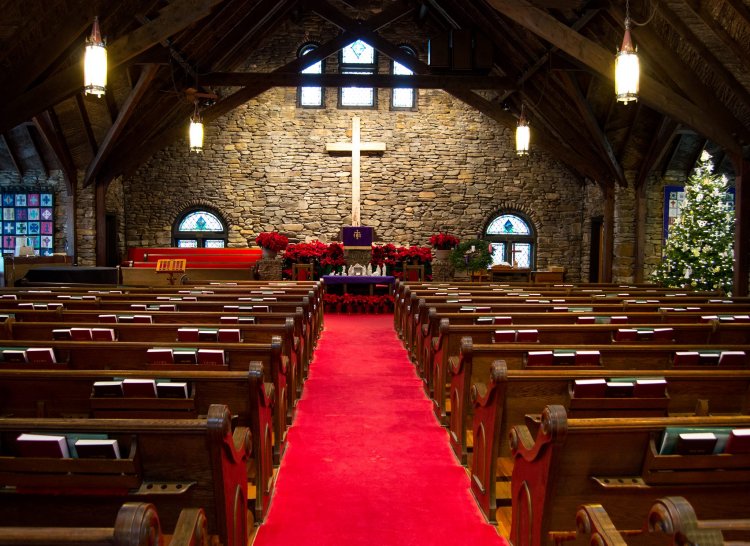 the interior of the church sanctuary